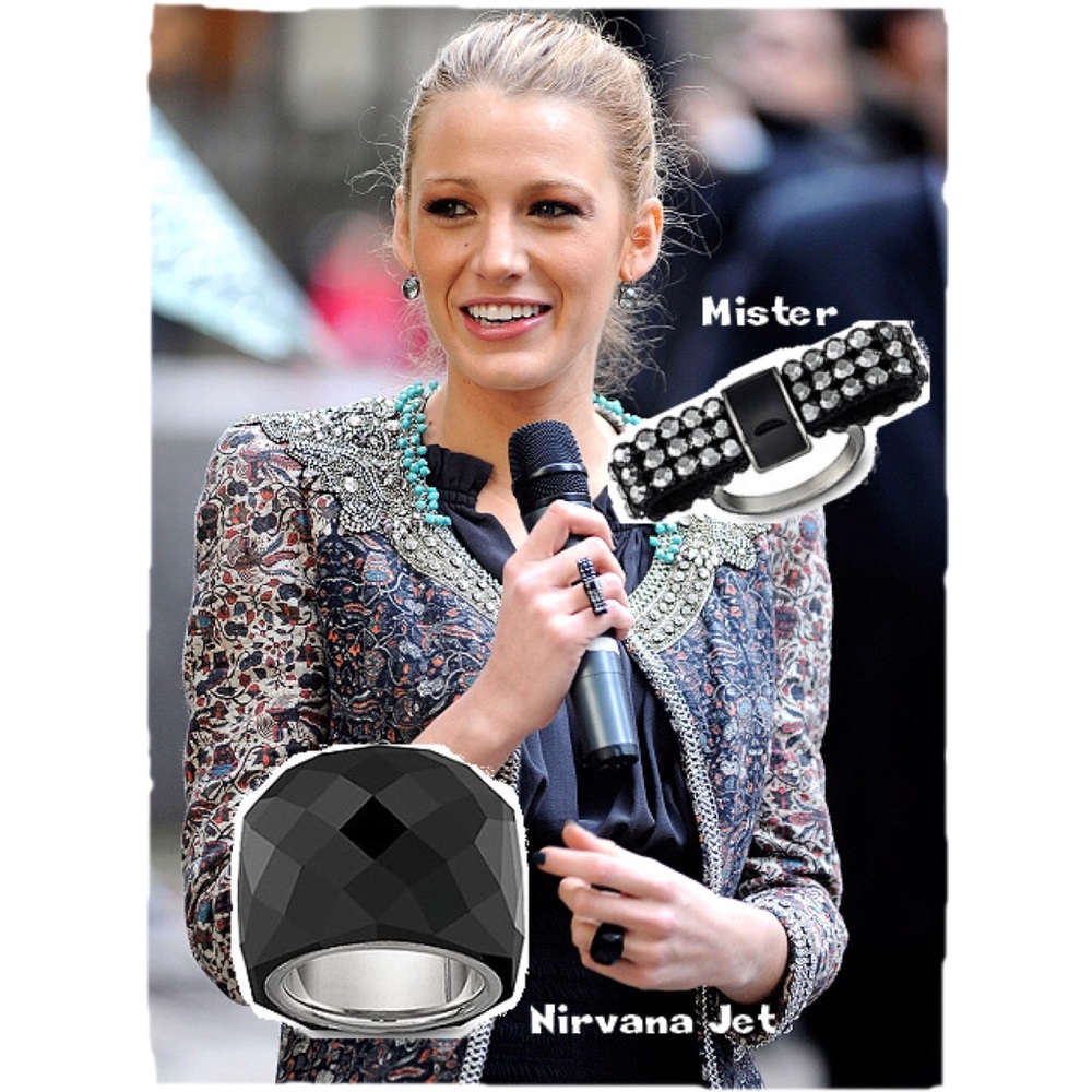 Black Iconic Swarovski Nirvana cocktail ring